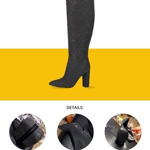 Steve Madden Crushing Rhinestone Knee High Boots • Black Crystal Tall Boots